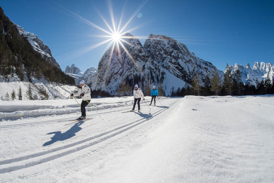 Cross country skiing Toblach Dolomites